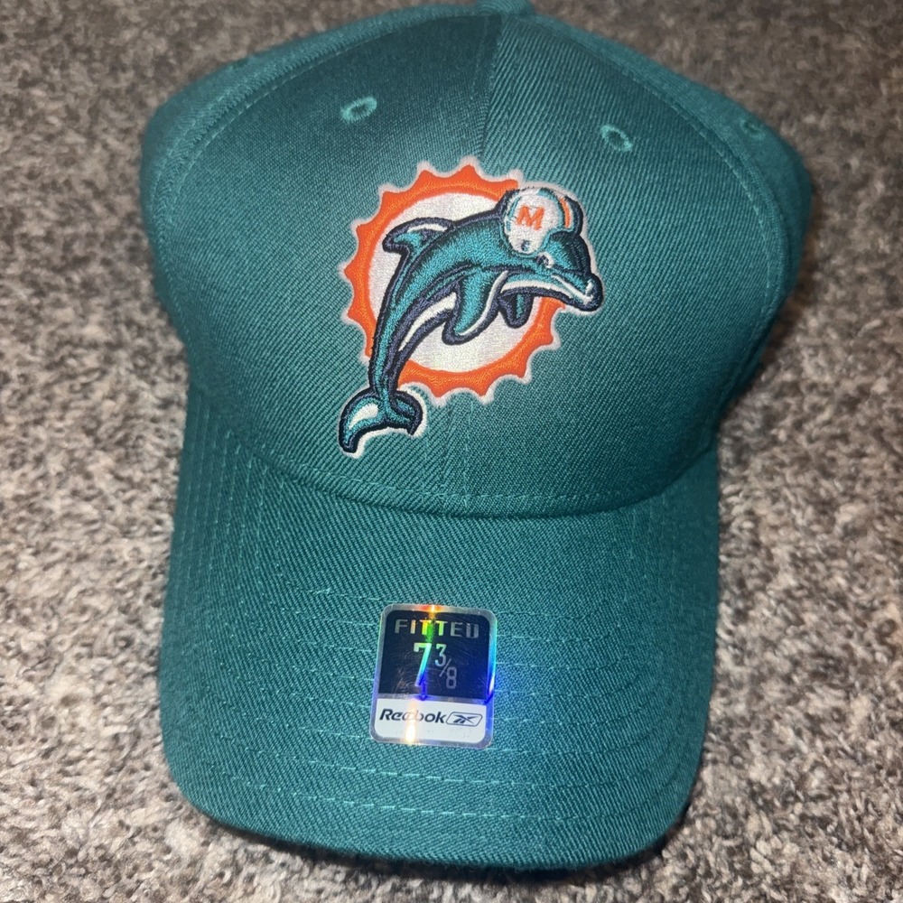 Miami Dolphins NFL Reebok On Field Throwback 7 3/8 Fitted Cap Hat